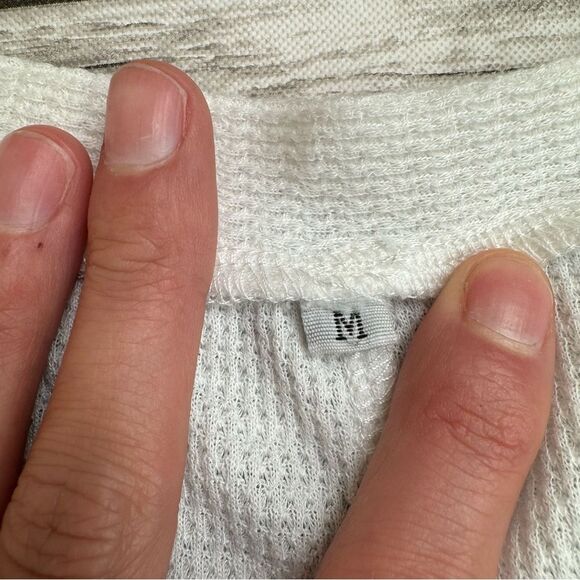 Unbranded Womens Sheer Front Tie Button Front V Neck White Cardigan M Med Medium - Picture 7 of 13